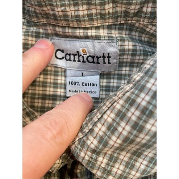 Carhartt Men's Plaid Short Sleeve Button-Up Shirt Size L Multicolor - Picture 7 of 9
